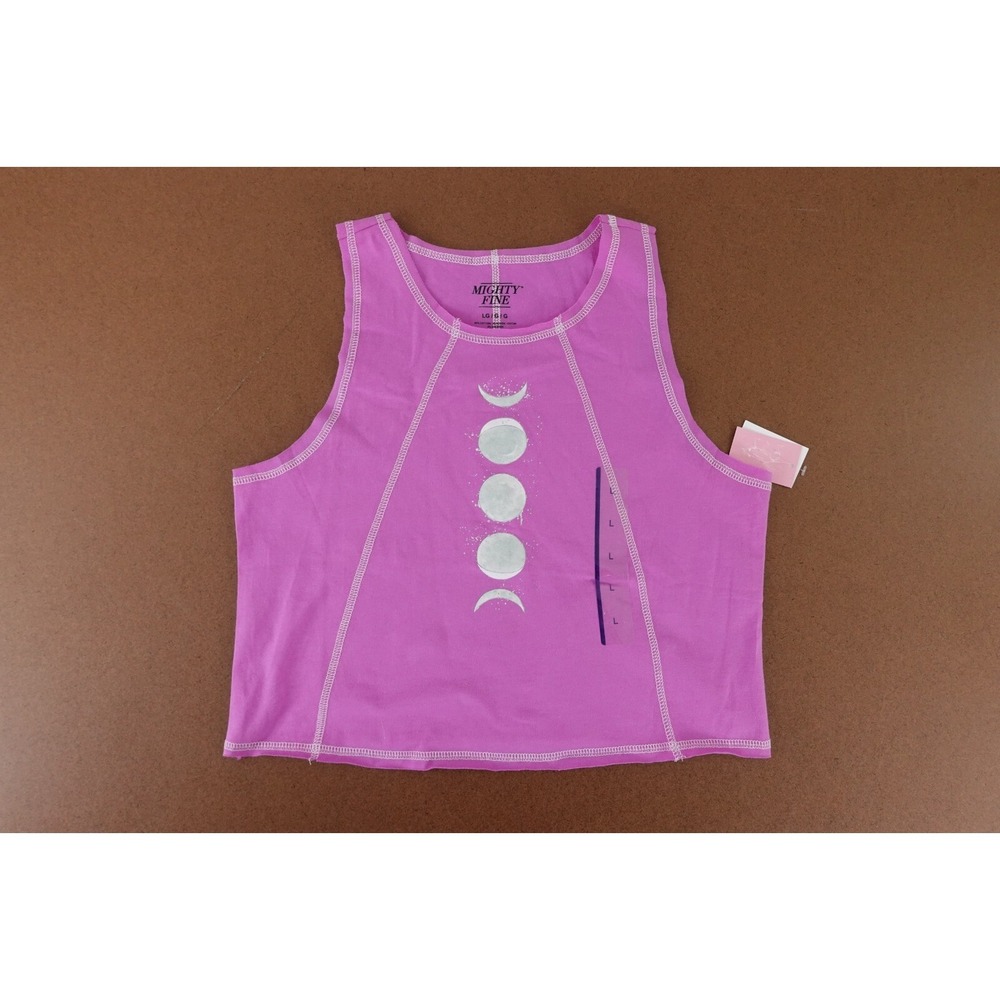 Mighty Fine Women's Size Large Purple Moon Phase Cropped Tank Top NWT